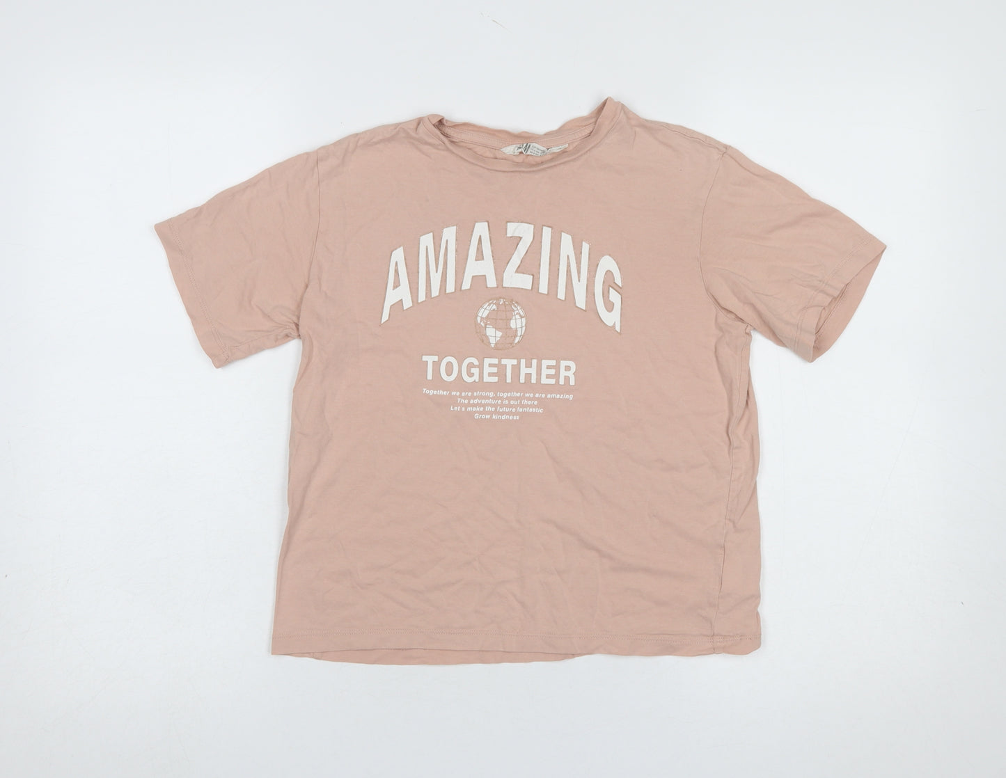 H&M Girls Pink Amazing Together Graphic Cotton T-Shirt 8-10 Years