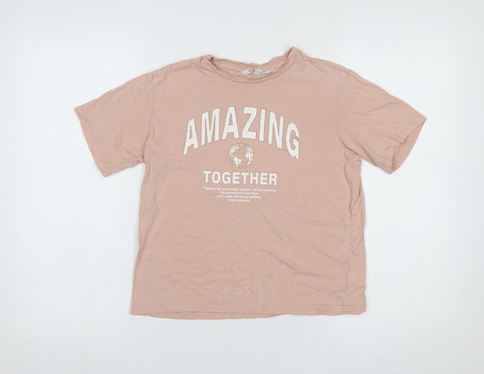 H&M Girls Pink Amazing Together Graphic Cotton T-Shirt 8-10 Years