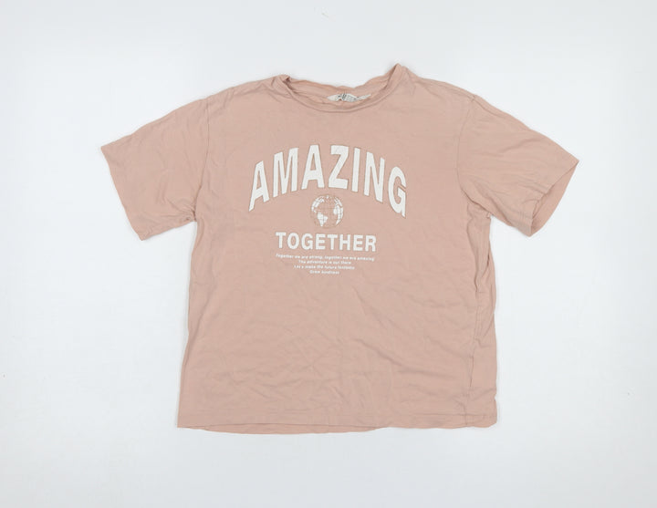 H&M Girls Pink Amazing Together Graphic Cotton T-Shirt 8-10 Years