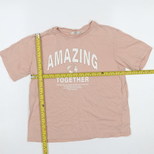 H&M Girls Pink Amazing Together Graphic Cotton T-Shirt 8-10 Years