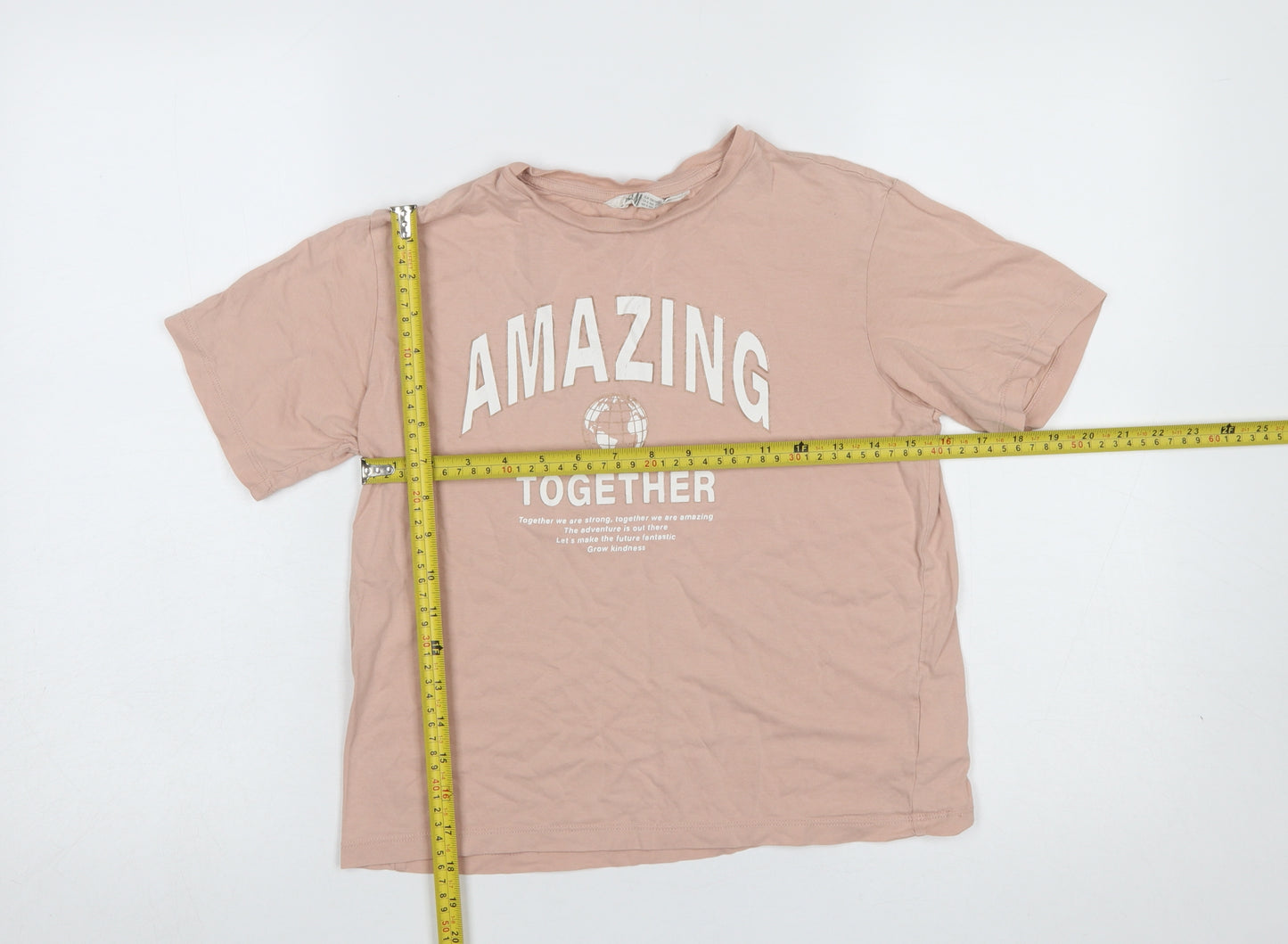 H&M Girls Pink Amazing Together Graphic Cotton T-Shirt 8-10 Years