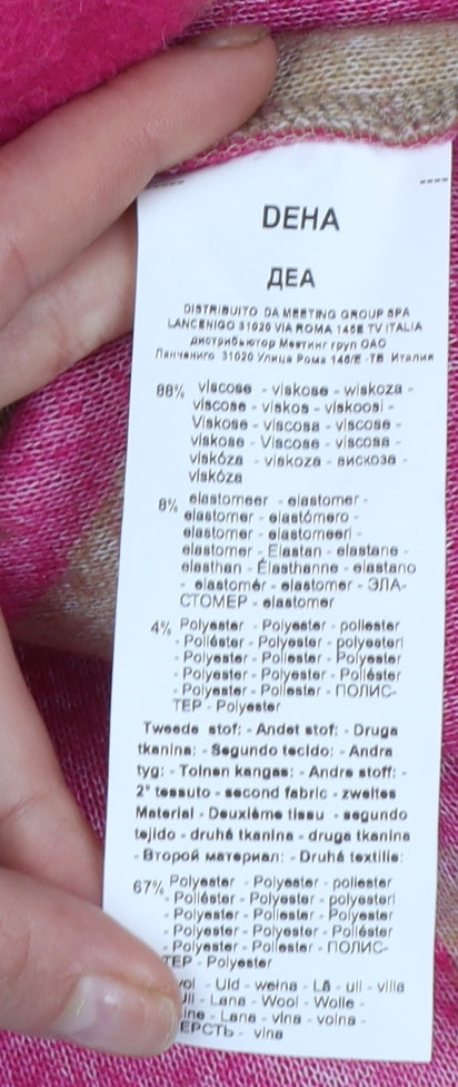 Deha Women Beige Pink 1/4 Zip Pullover Sweatshirt L Viscose Blend