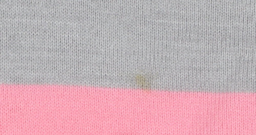 Marks and Spencer Women Grey Pink Striped Hooded Full Zip Cardigan Small