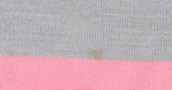 Marks and Spencer Women Grey Pink Striped Hooded Full Zip Cardigan Small