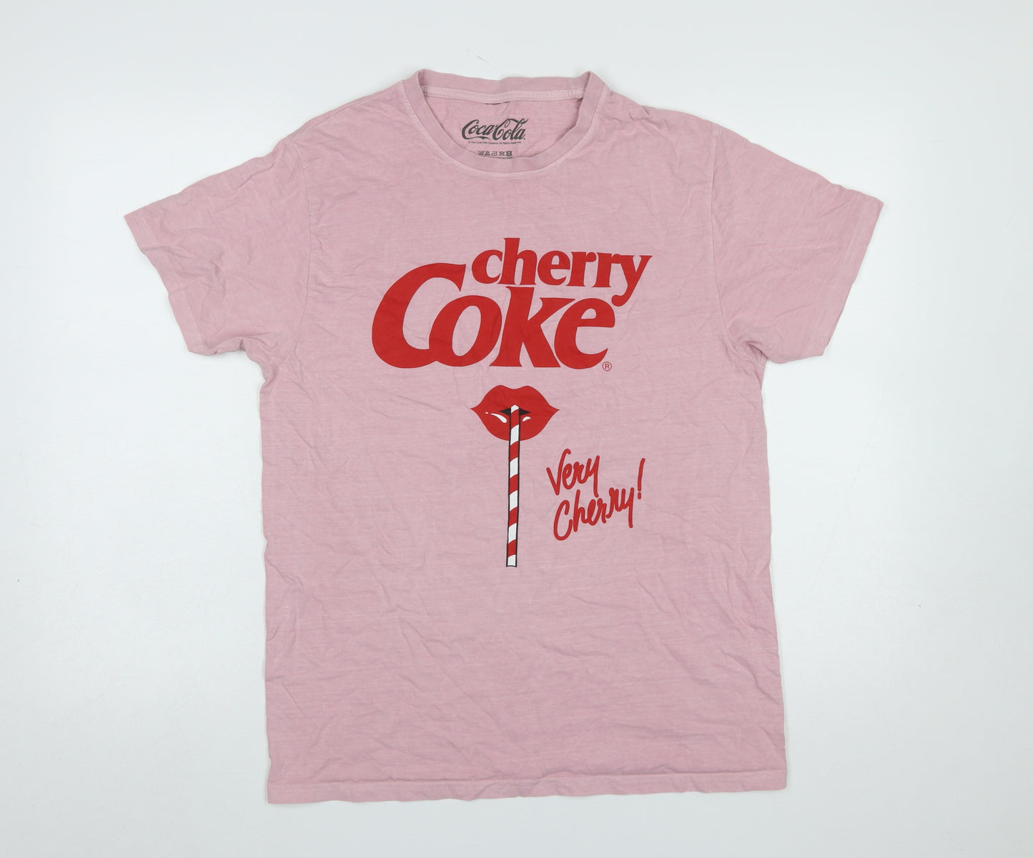 Coca-Cola Women's Pink Cherry Coke Graphic Cotton T-Shirt Size 10