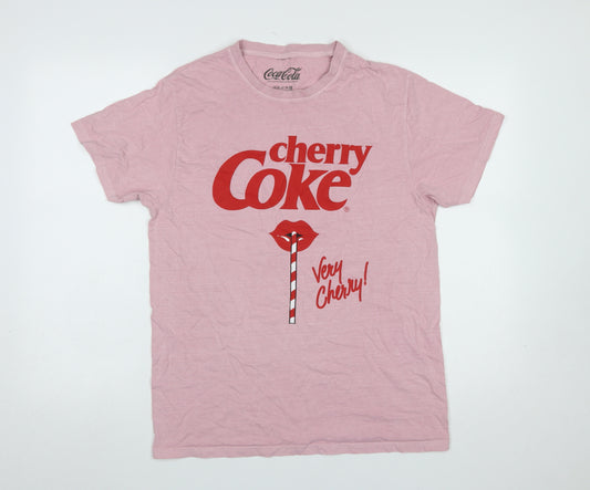 Coca-Cola Women's Pink Cherry Coke Graphic Cotton T-Shirt Size 10