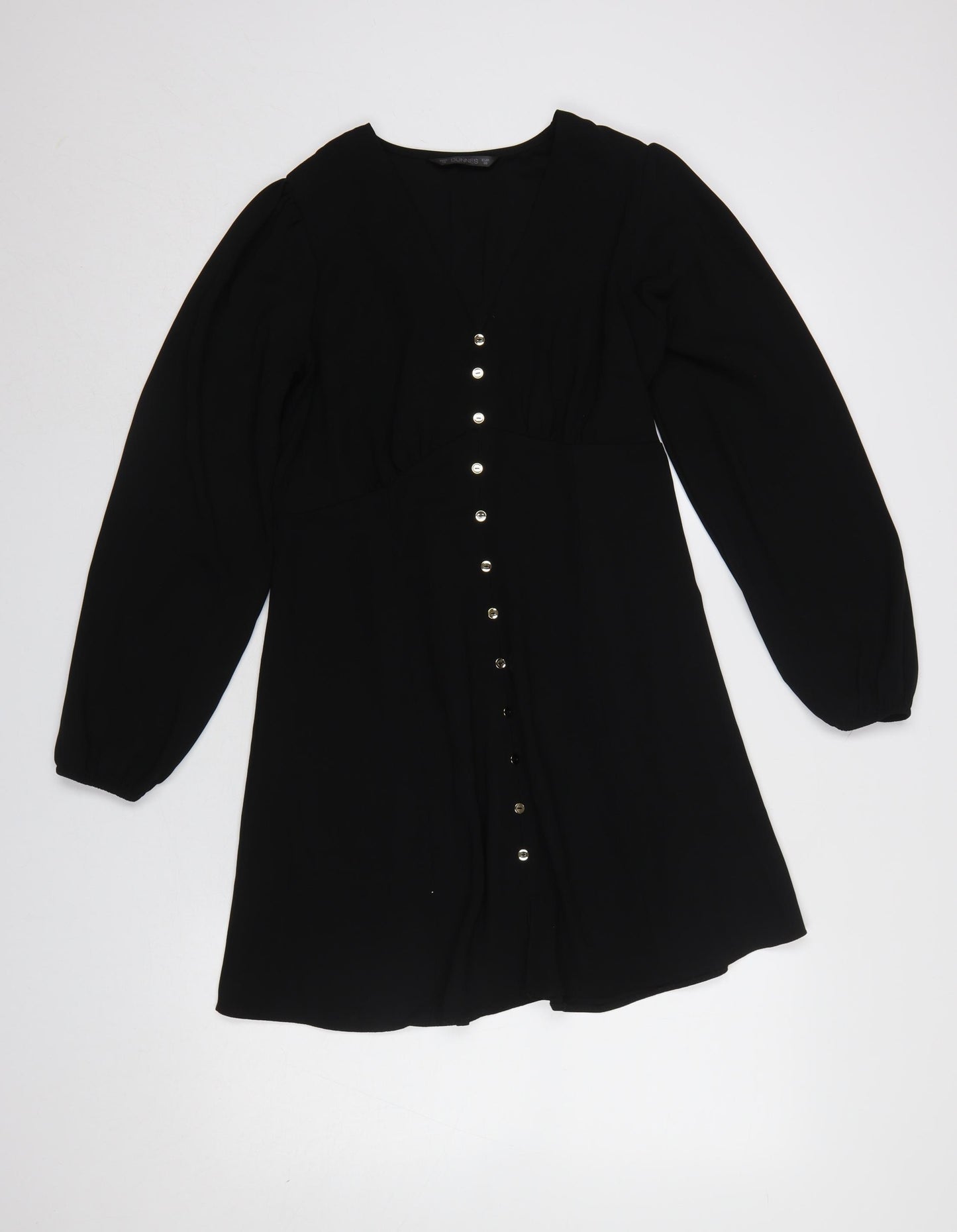 Dunnes Stores Women's Black A-Line Button Front Dress Size 10