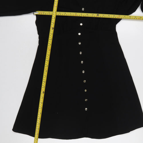 Dunnes Stores Women's Black A-Line Button Front Dress Size 10