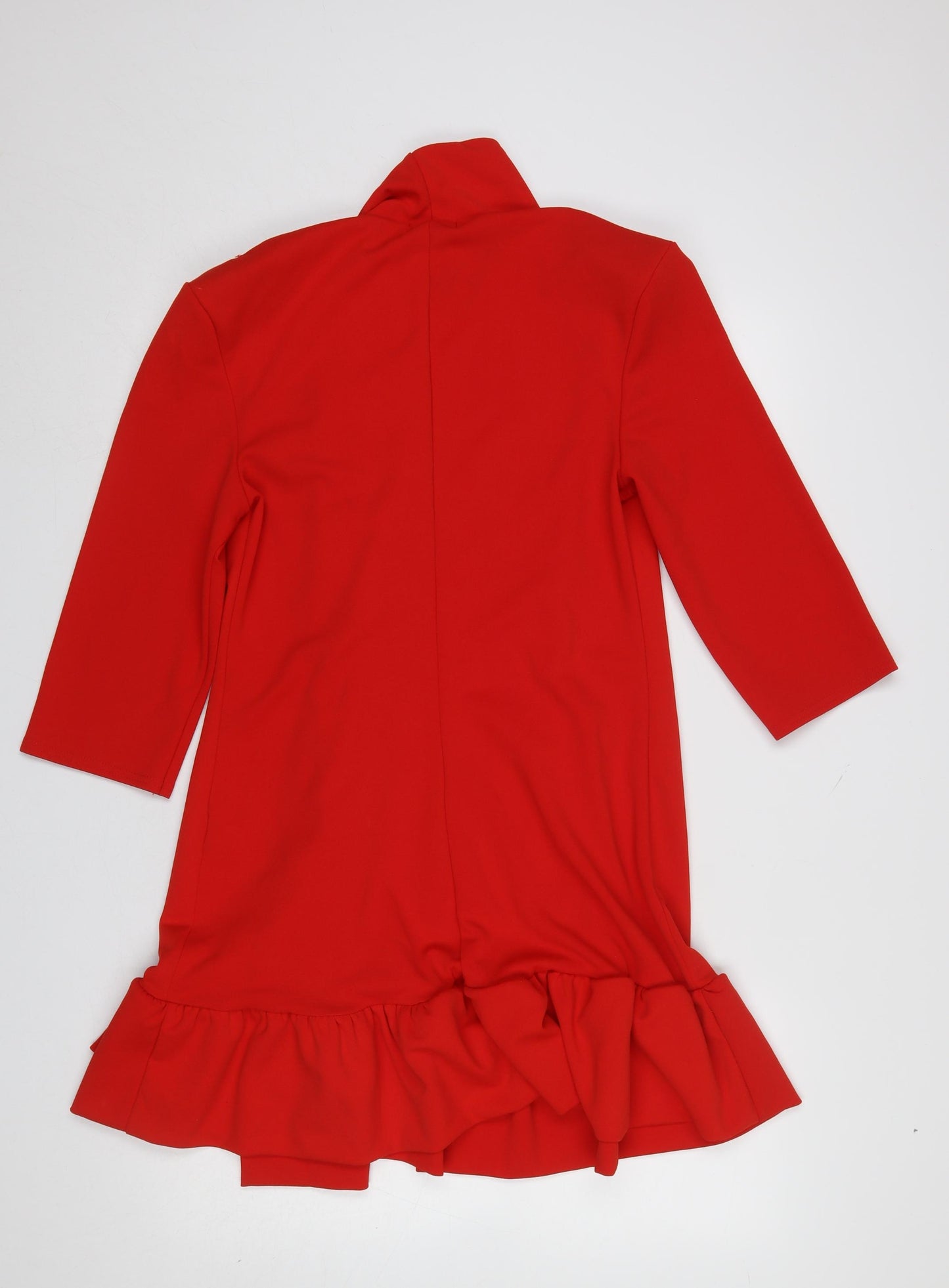 Boohoo Women Red Jacket Dress UK 12 Ruffle Hem Formal Partywear