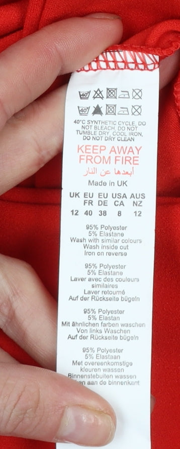 Boohoo Women Red Jacket Dress UK 12 Ruffle Hem Formal Partywear