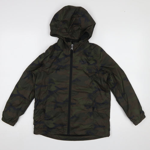 TOG24 Boys Green Camouflage Hooded Windbreaker Jacket 10 Years