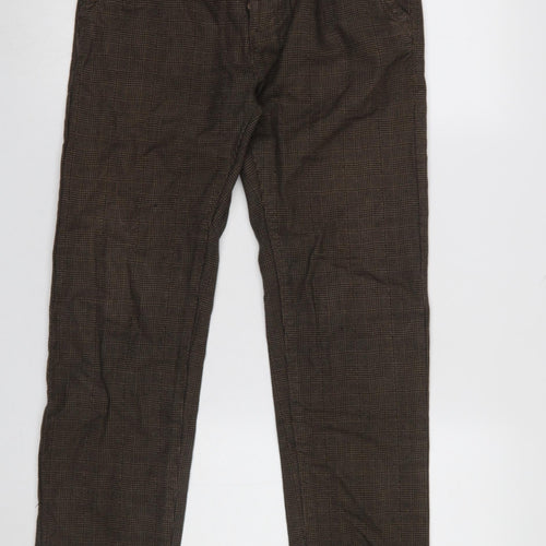 Kruder Women’s Brown Check Cotton Chino Trousers Size 16