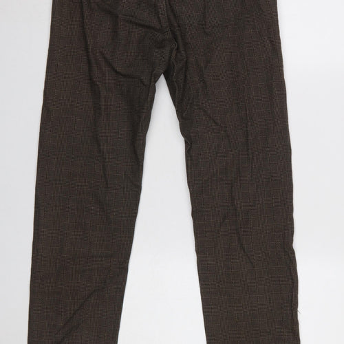Kruder Women’s Brown Check Cotton Chino Trousers Size 16