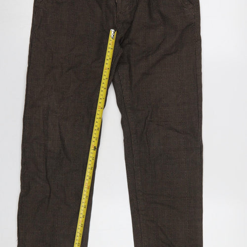 Kruder Women’s Brown Check Cotton Chino Trousers Size 16