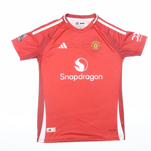 Adidas Mens Red Manchester United Football Shirt Size L Sports Tee
