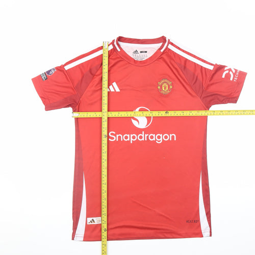 Adidas Mens Red Manchester United Football Shirt Size L Sports Tee