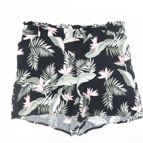 Vero Moda Womens Black Floral Paperbag Shorts Size 18