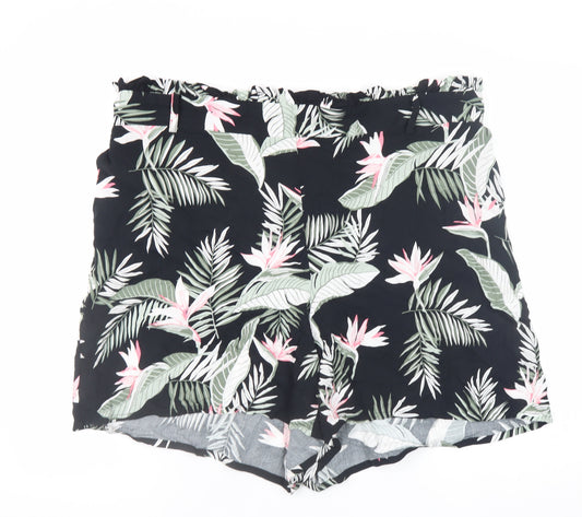 Vero Moda Womens Black Floral Paperbag Shorts Size 18