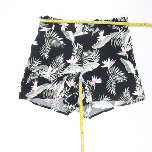 Vero Moda Womens Black Floral Paperbag Shorts Size 18