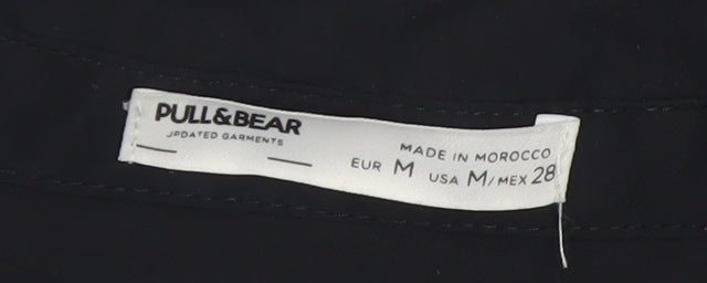 Pull & Bear Women's Black Cropped Button-Up Shirt Size 12