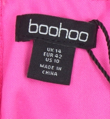 Boohoo Women’s Pink One Shoulder Cropped Blouse UK 14
