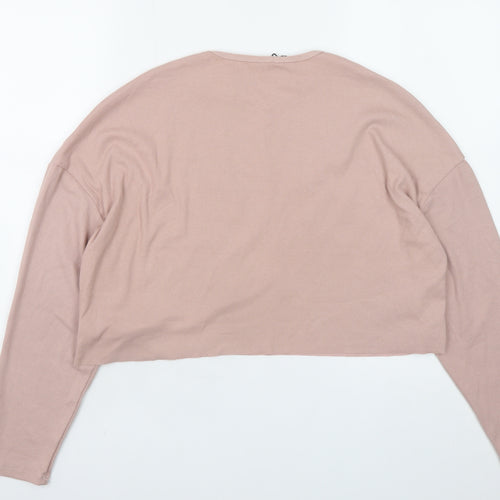 Stradivarius Womens Pink NYC 1990 Long Sleeve Pullover Jumper Size 8