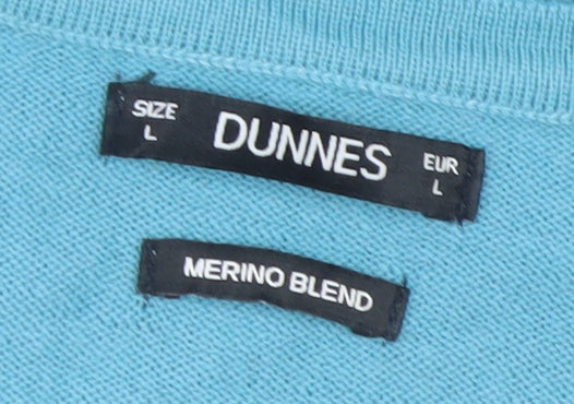 Dunnes Men’s Blue Merino Blend V-Neck Jumper Size L