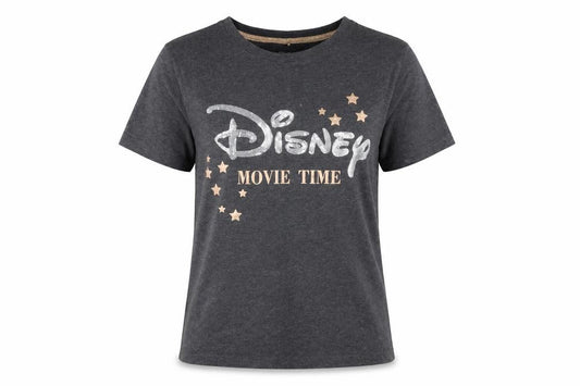 Disney Girls Charcoal Grey XS Graphic 'Movie Time' Short Sleeve T-Shirt