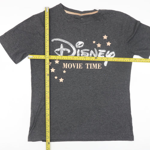 Disney Girls Charcoal Grey XS Graphic 'Movie Time' Short Sleeve T-Shirt