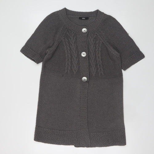Marks and Spencer Women’s Grey Short Sleeve Cable-Knit Cardigan UK 14