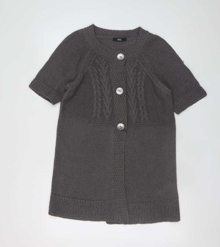 Marks and Spencer Women’s Grey Short Sleeve Cable-Knit Cardigan UK 14