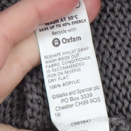 Marks and Spencer Women’s Grey Short Sleeve Cable-Knit Cardigan UK 14