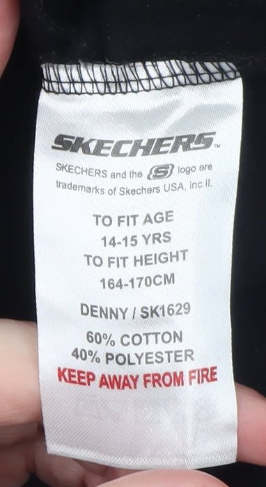 Skechers Teens Black Pullover Hoodie 14-15Y Cotton Blend