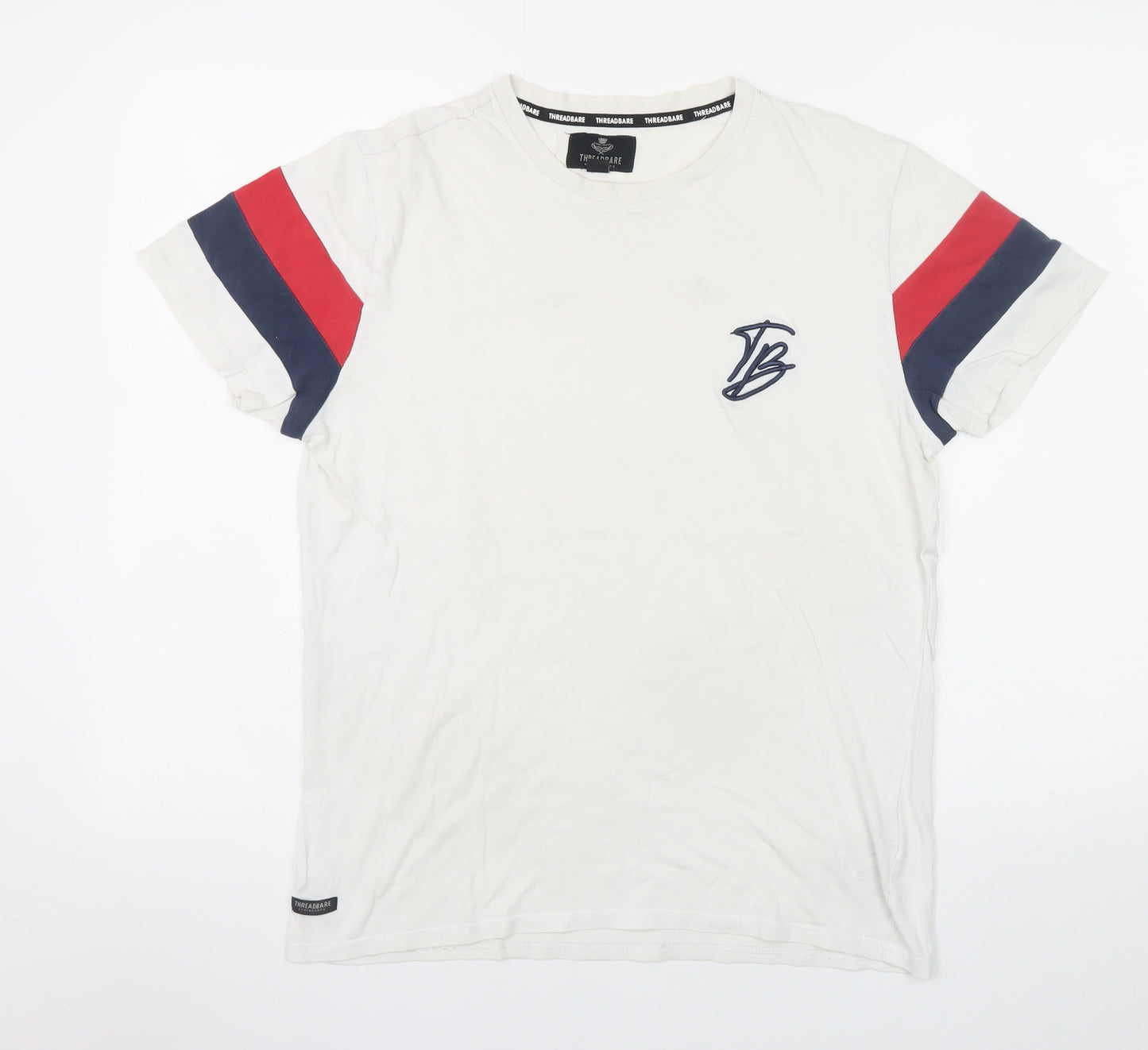 Threadbare Men’s White Colourblock Short Sleeve Cotton T-Shirt S