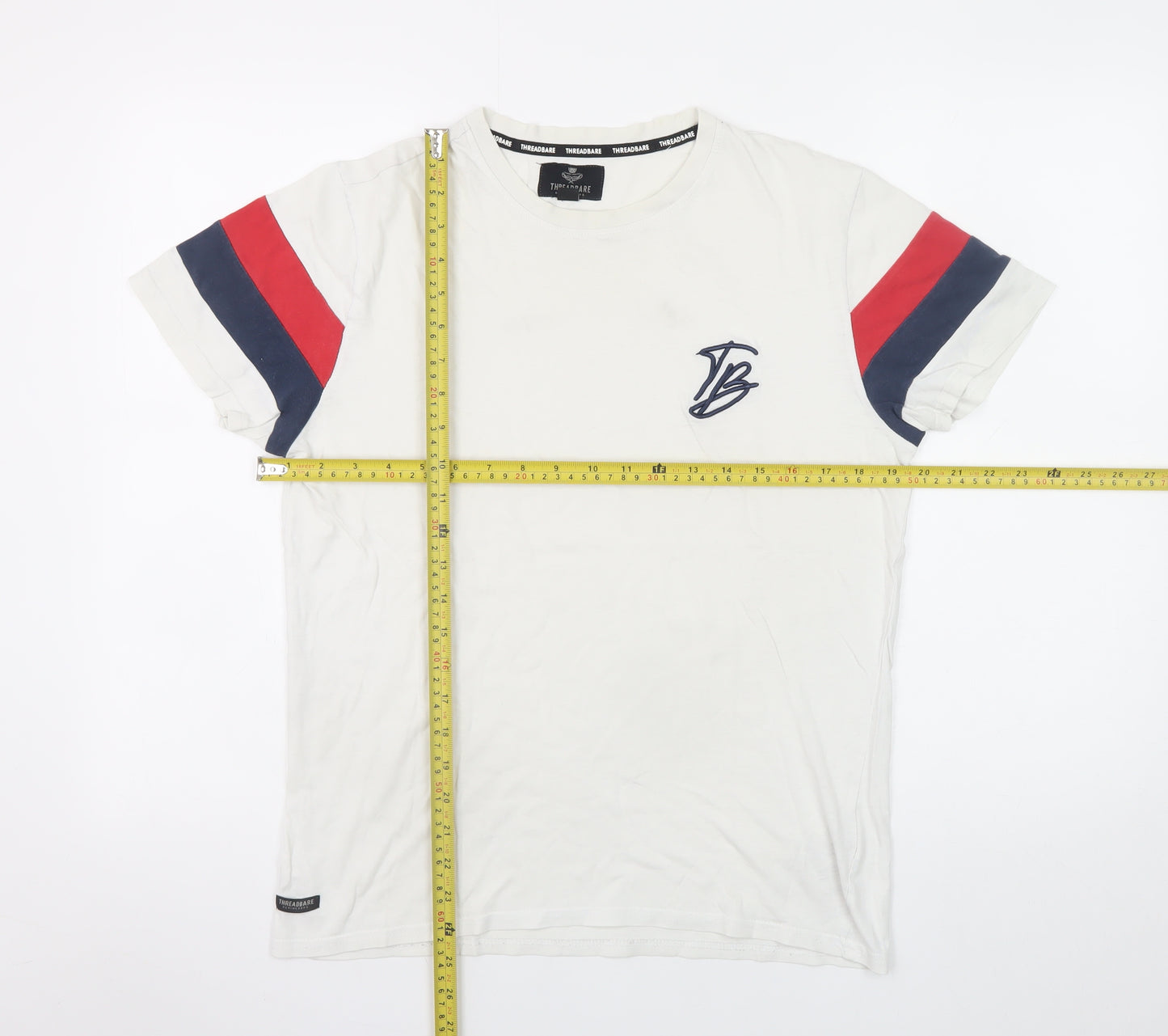 Threadbare Men’s White Colourblock Short Sleeve Cotton T-Shirt S