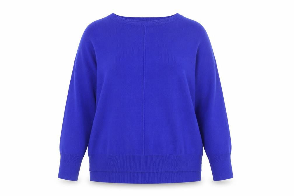 Front view of Atmosphere Women Blue Acrylic Crew Neck jumper, size 12