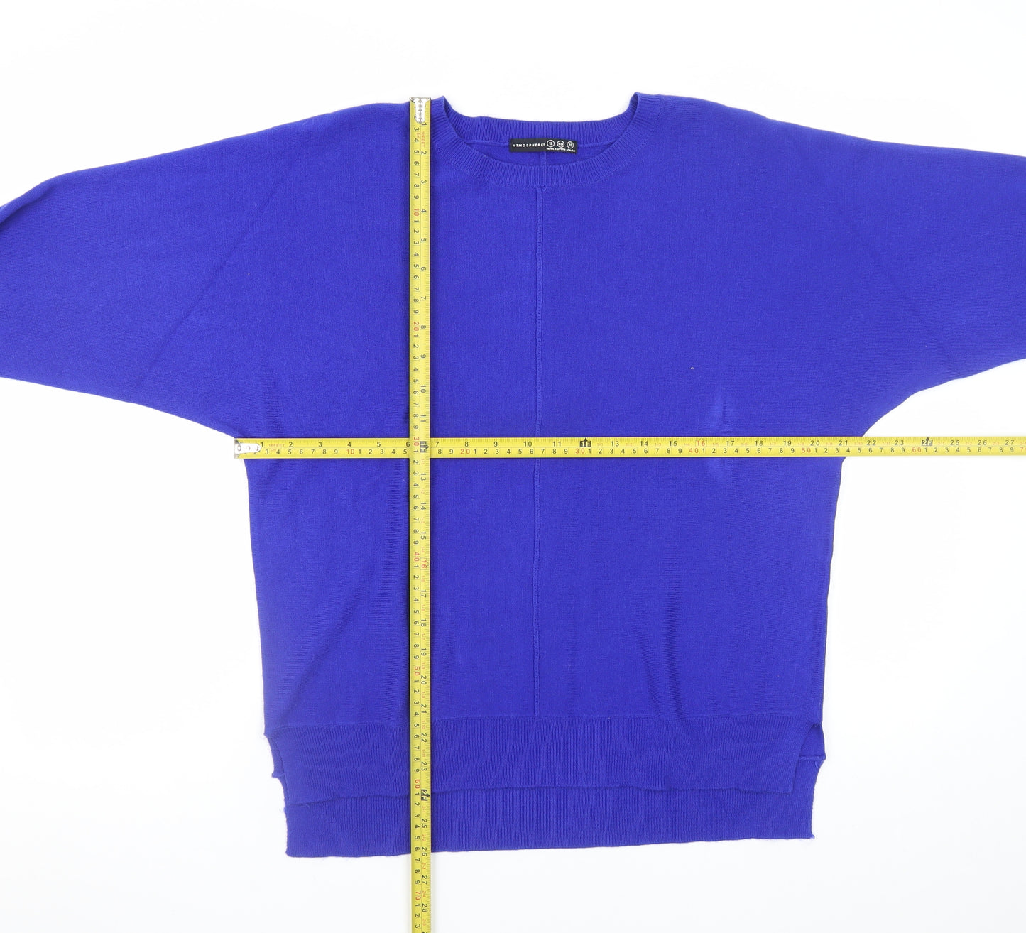 Atmosphere Women Blue Acrylic Crew Neck Pullover Jumper Size 12