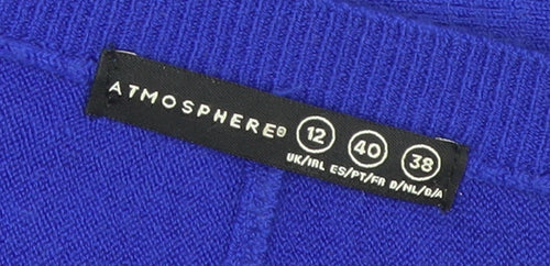 Atmosphere Women Blue Acrylic Crew Neck Pullover Jumper Size 12