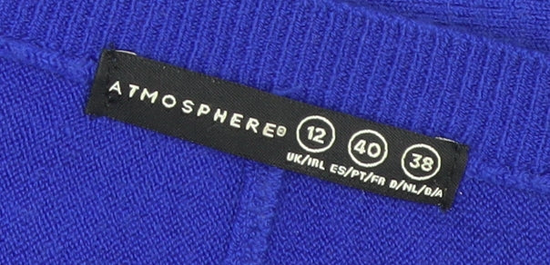 Atmosphere Women Blue Acrylic Crew Neck Pullover Jumper Size 12