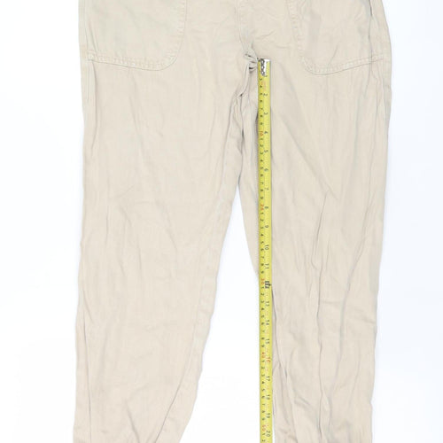 River Island Men's Beige Jogger Trousers Size 6R Elastic Waist Casual