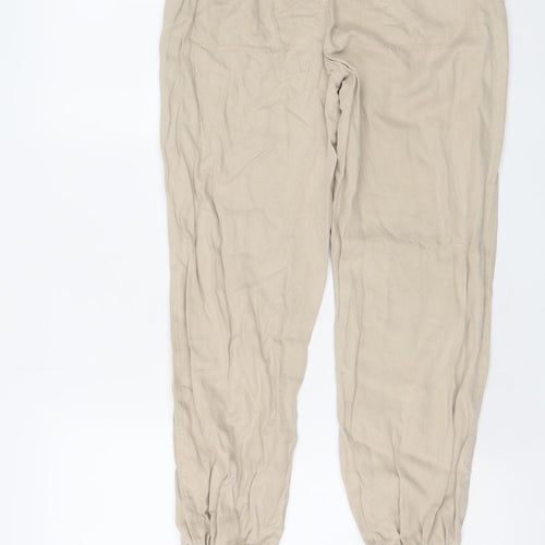 River Island Men's Beige Jogger Trousers Size 6R Elastic Waist Casual