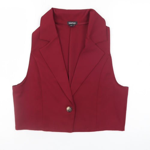 Boohoo Women's Red Suit Waistcoat UK 10 Tailored Sleeveless