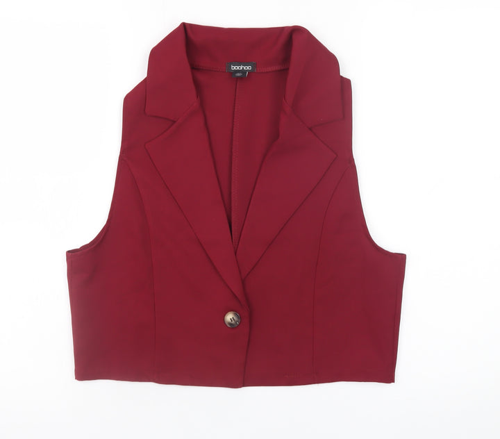 Boohoo Women's Red Suit Waistcoat UK 10 Tailored Sleeveless