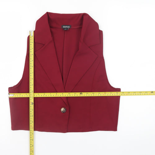Boohoo Women's Red Suit Waistcoat UK 10 Tailored Sleeveless