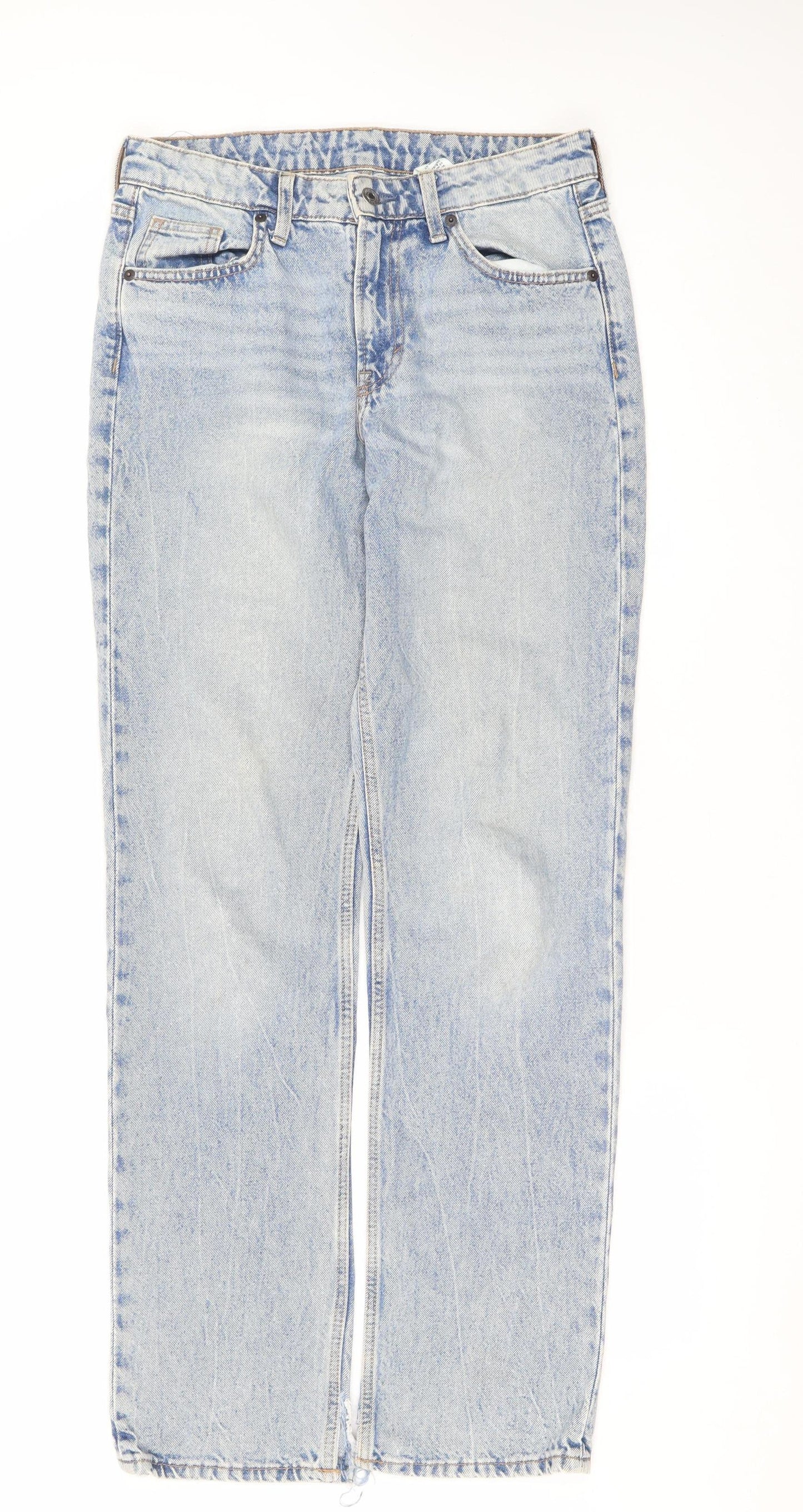 H&M Men Blue Straight Regular Fit Mid Rise Denim Jeans 30W 30L
