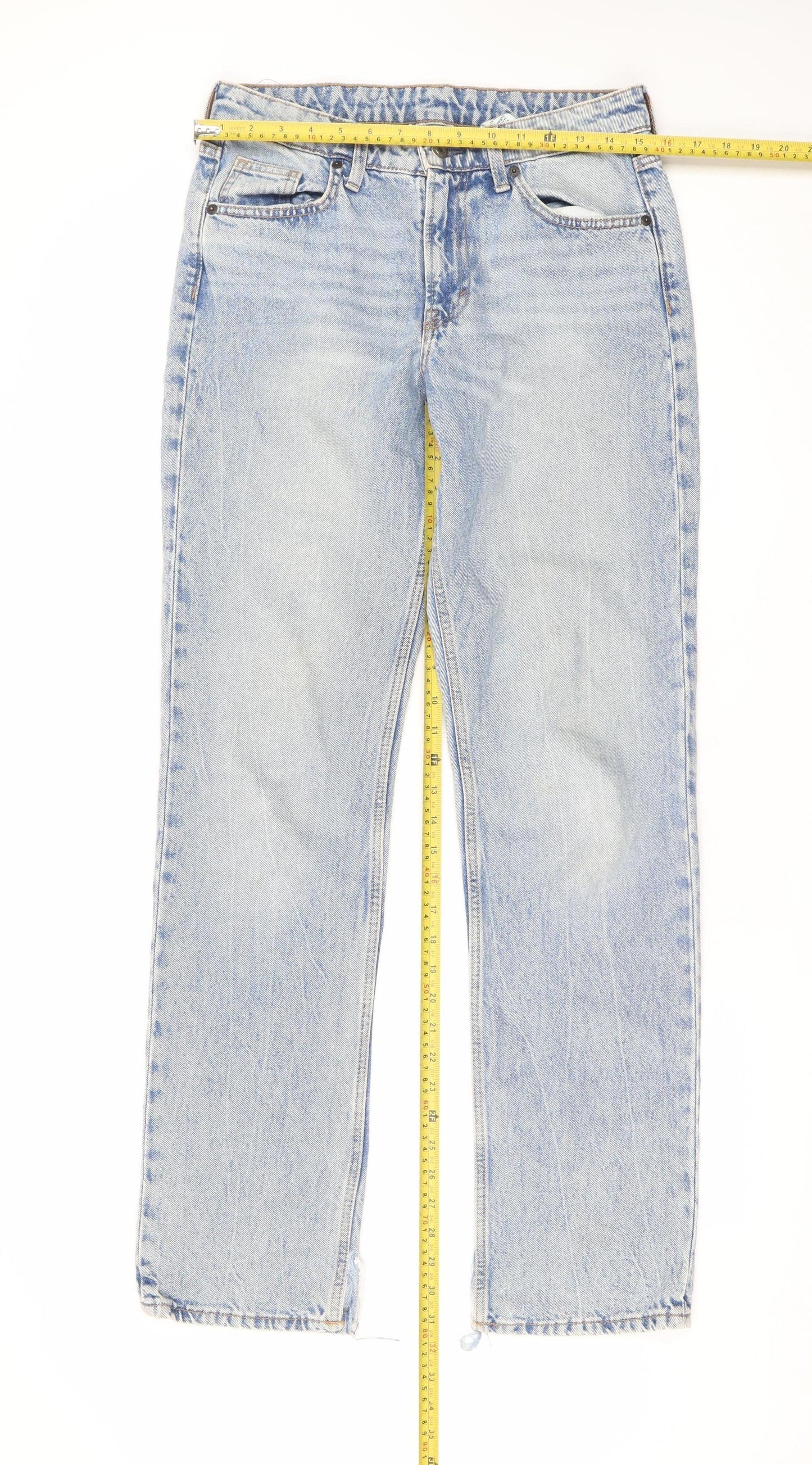 H&M Men Blue Straight Regular Fit Mid Rise Denim Jeans 30W 30L