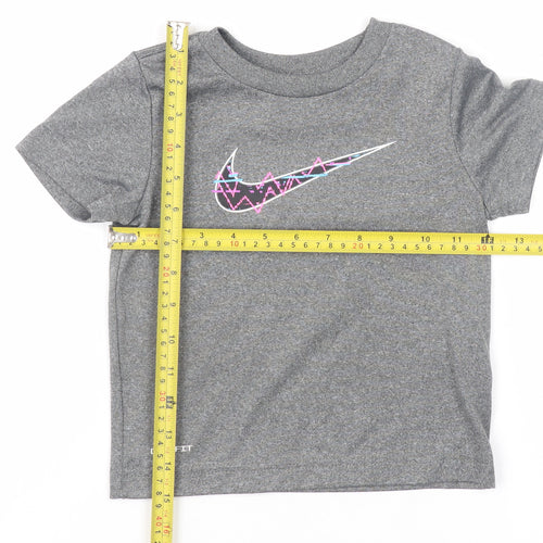 Nike Girls Grey Dri-FIT Short Sleeve Active T-Shirt 2-3 Years