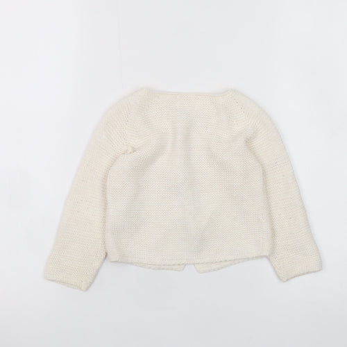 Zara Baby Girl's Ivory Cotton Knit Cardigan 18-24 Months Long Sleeve