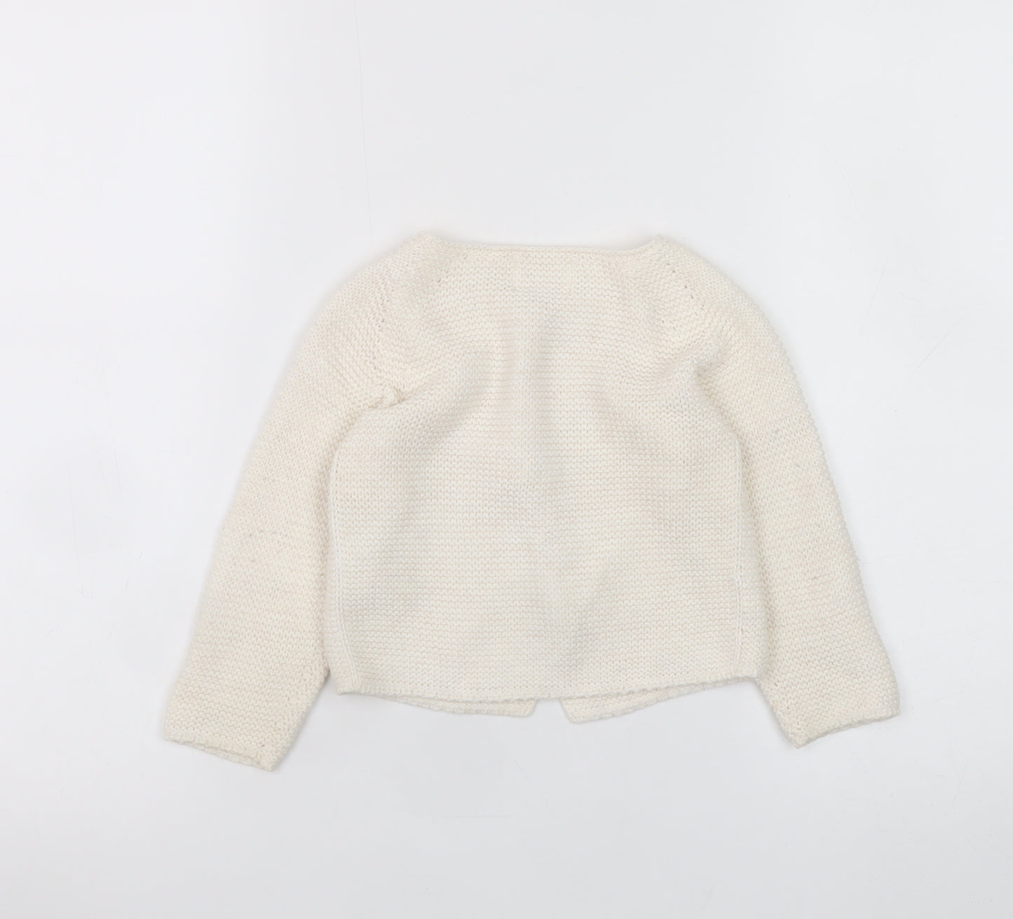 Zara Baby Girl's Ivory Cotton Knit Cardigan 18-24 Months Long Sleeve