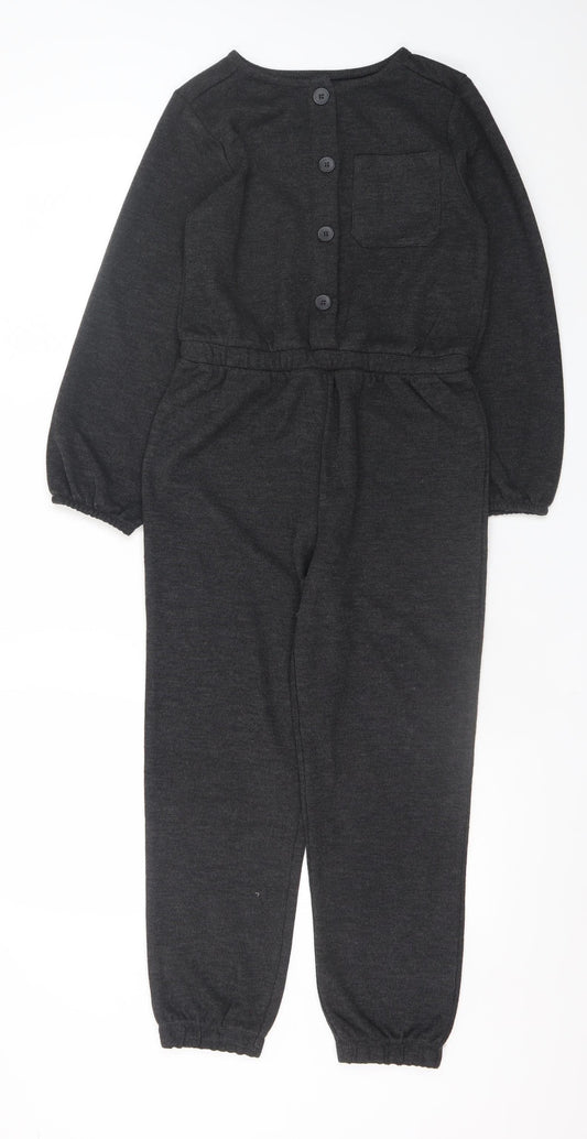 Dunnes Stores Girls Black Jersey Long Sleeve Jumpsuit 9-10 Years